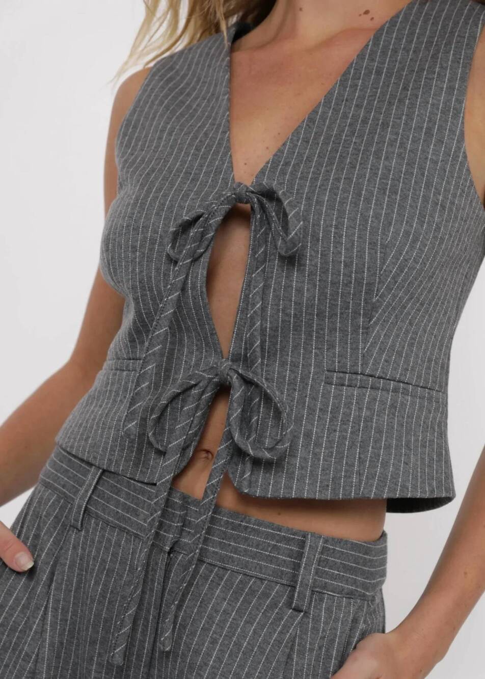 NEW SAGE THE LABEL day to day pinstripe vest in grey